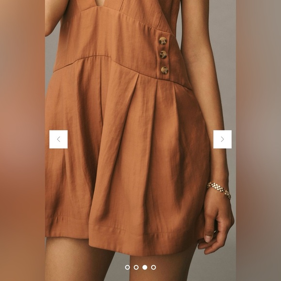 By Anthropologie Sleeveless V-Neck Pinafore Romper - Picture 3 of 10